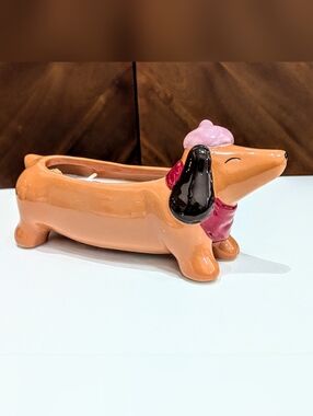 NEW French Beret Dachshund Doxie Dog Strawberry Shorcake 3D Candle